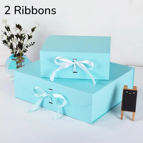 Vista 2 de GoooodGift Caja de regalo grande azul, 1 paquete de 13.5 x 11 x 5.3 pulgadas, caja de regalo de lujo para regalos con tapa de cierre magnético