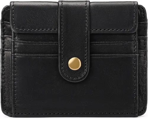 Vista 9 de FALAN MULE Cartera de cuero genuino con bloqueo RFID para hombre con cremallera bolsillo para monedas, ventana de identificación ABA-negro