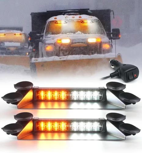 Vista 11 de LUMENIX Barras de Luces Estroboscópicas LED de Emergencia para Salpicadero de Aluminio, Advertencia de Seguridad para Parabrisas Delantero