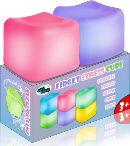 Vista 11 de 2 Cubos Antiestrés que Brillan en la Oscuridad, Fidgets para Adolescentes, Adultos, Niños, Juguete Súper Sólido Aplastable, Juguetes para Apretar