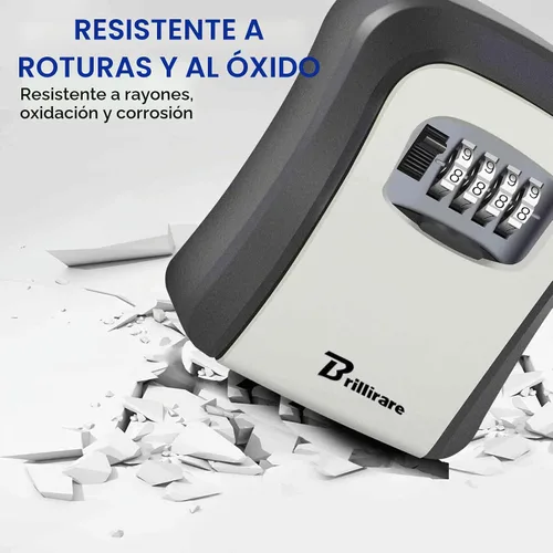 Vista 5 de Caja de Seguridad para Llaves, Caja de Seguridad con Combinación Impermeable de 4 Dígitos para Montaje en Pared, Ocultador de Llaves Reajustable