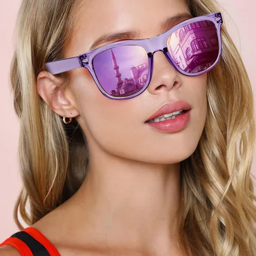 Vista 3 de Suministros para regalos de fiesta de colores neón Paquete de 8 gafas de sol unisex