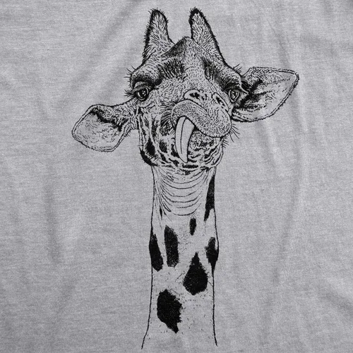 Vista 3 de Ask Me About My Giraffe - Camiseta divertida con diseño de animales, Gris claro jaspeado