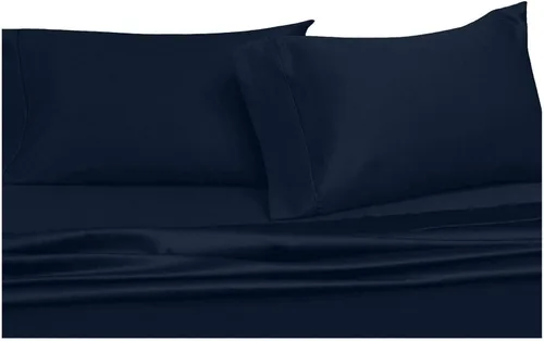 Vista 7 de Sateen Solid Sheets - Juego de sábanas de 600 hilos y 3 piezas, 100% algodón, bolsillo profundo, tamaño individual extra largo, color azul