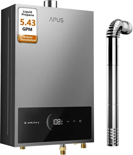 Vista 10 de APUS Calentador de agua sin tanque de gas natural, hasta 3.6 GPM, calentador de agua sin tanque para interiores, 80,000 BTU bajo demanda