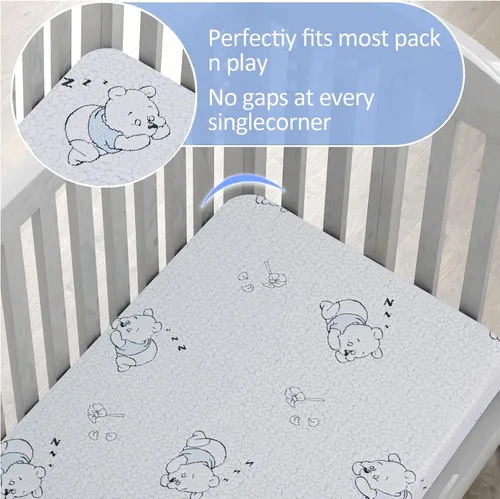 Vista 3 de Colchón Pack and Play, colchón de espuma viscoelástica de gel transpirable de 38 x 26 pulgadas para bebé pequeño, colchón de doble cara para Pack n