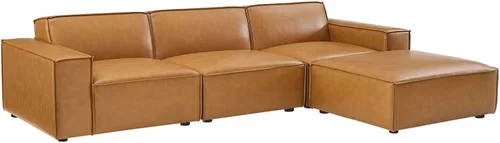 Vista 11 de Modway Restore - Sofá seccional de cuero vegano en color marrón
