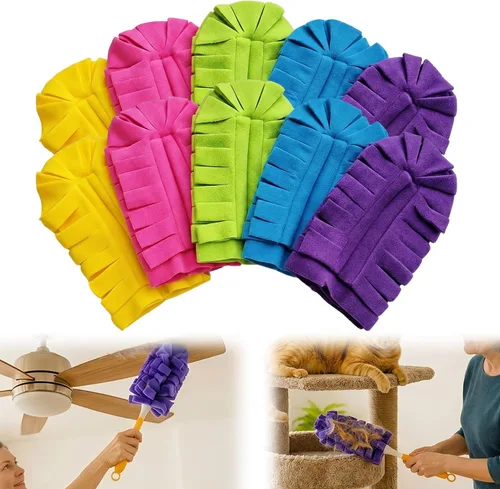 Vista 6 de Recambios de plumero reutilizables, juego de repuestos de plumero de forro polar de 360°, herramientas de almohadillas de limpieza lavables para 5