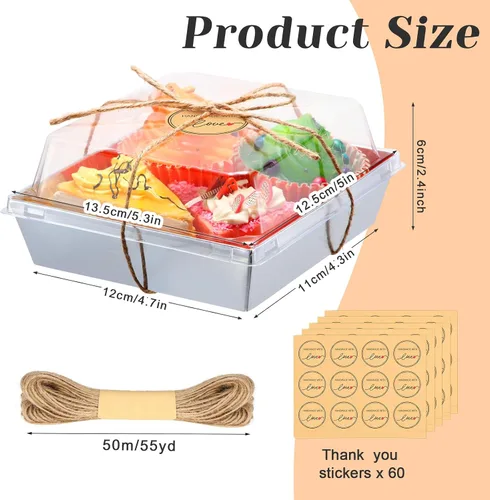 Vista 2 de Sieral Paquete de 60 cajas pequeñas de embutidos con tapas transparentes, mini contenedores de alimentos, cajas de postre desechables