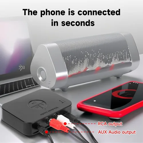 Vista 6 de M2R Bluetooth 5.4 Receptor de audio 0.140 in RCA adaptador Bluetooth para receptor de audio estéreo inalámbrico/unidad flash USB/NFC Conexión de un
