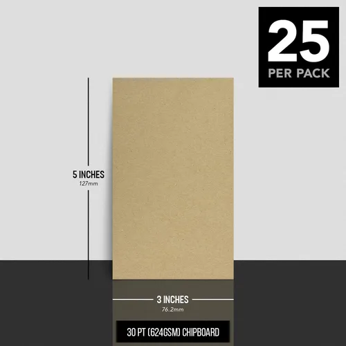 Vista 6 de Chipboard – Cartón Peso Medio aglomerado Hojas – 25 por paquete., 3 x 5