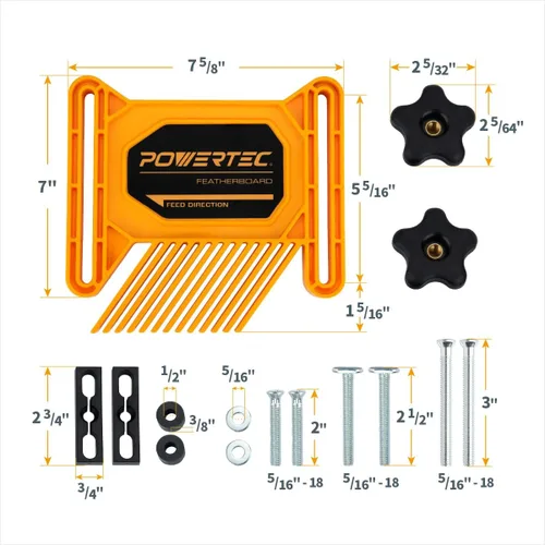 Vista 4 de POWERTEC Tablas de plumas universales y tablas de plumas para valla paquete de accesorios para carpintería (paquete de 2)