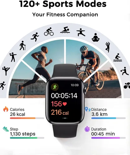 Vista 3 de Smart Watch, Fitness Watch for Women Men with 24/7 Heart Rate/Blood Pressure Monitor,Pedometer, Sleep Tracker, 120+ Sport Modes, IP68 Waterproof