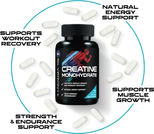 Vista 5 de Monohidrato de creatina 3000 mg por porción - Polvo de creatina micronizada de 3 veces de fuerza - Apoya el músculo magro, la fuerza, la energía