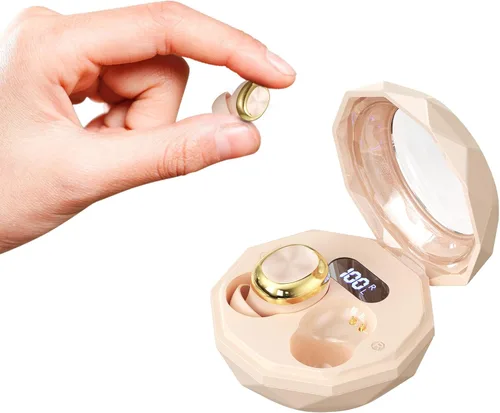 Vista 9 de Pequeños auriculares invisibles para dormir en el oído, auriculares Albaricoque