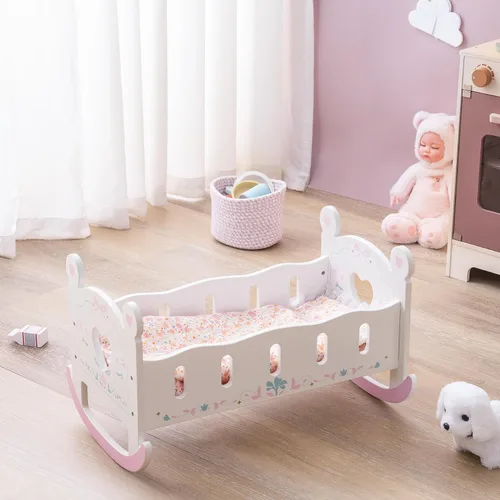 Vista 8 de ROBUD Cuna de Madera para Muñecas de Bebé, Juguetes de Cama para Muñecas de Bebé, para Muñecas de Hasta 18 Pulgadas, Accesorios para Muñecas