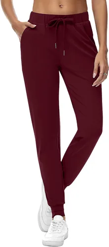 Vista 4 de 2 piezas de pantalones deportivos para mujer, pantalones deportivos de descanso con cordón, pantalones deportivos de cintura alta con bolsillos