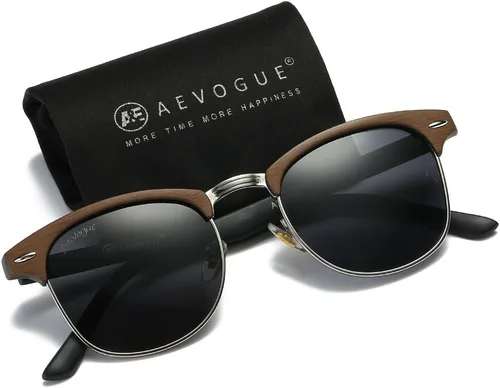 Vista 35 de AEVOGUE Gafas de sol polarizadas para mujeres y hombres semi marco retro gafas de sol AE0369