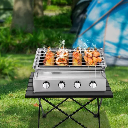Vista 8 de Parrilla de gas de propano profesional de acero inoxidable para acampar al aire libre