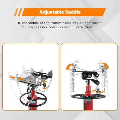 Vista 5 de Gato de transmisión, 1600 lbs/0.75 toneladas de capacidad, gato de transmisión telescópico hidráulico de 2 etapas, ajustable de alta elevación