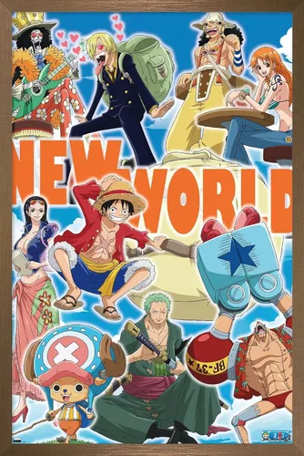 Vista 15 de Trends International One Piece - Póster de pared New World, 22.4 pulgadas de largo x 14.7 pulgadas, versión enmarcada en madera de granero