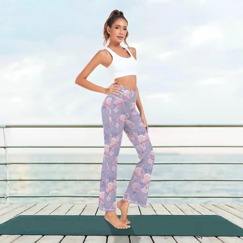 Vista 6 de JUNZAN Flamingoes Floral Dream Purple Stars Sex Yoga Pants for Women High Waist Bootleg Yoga Pants for Womens Gym Outfits S