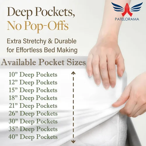 Vista 5 de Queen Percale Sheets Set – 100% Egyptian Long Staple Percal Cotton, 800 Thread Count, Oversized [60” x 80”] with 10” Deep Pockets, Soft, Crisp &