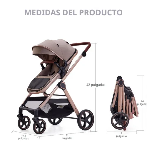 Vista 5 de Lortsybab Cochecito de bebé 2 en 1, cochecito convertible para bebés de 0 a 36 meses (beige)