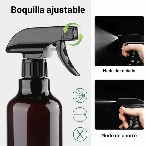 Vista 3 de Botellas de plástico de spray de 16.9 oz/500 ml, paquete de 2, ámbar