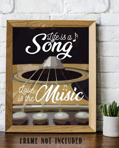 Vista 6 de Life Is a Song, Love the Sound – Inspirational Quote Poster, 11x14 Unframed Art Print with Instrument Illustration, Motivational Wall Decor for