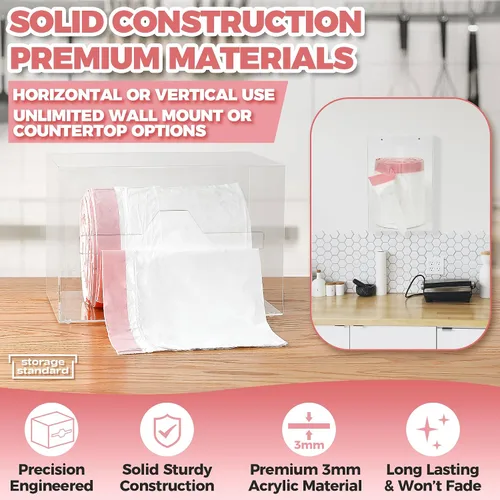 Vista 7 de Storage Standard Dispensador de Portabolsas de Basura 10.5'' x 7'' x 7'' - Organizador Dispensador de Rollos de Bolsas Acrílicas, Soporte para Forro