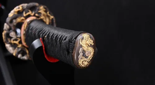 Vista 7 de Katana Wakizashi Tanto de arcilla japonesa forjada a mano, 3 piezas, corte real
