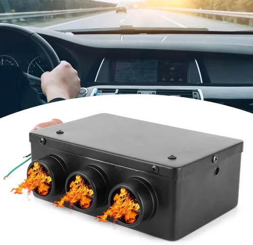 Vista 4 de Tyenaza Calentador de ventilador de automóvil, descongelador de coche de 12 V, 50 W, 3 agujeros, portátil, calentador de calentamiento rápido