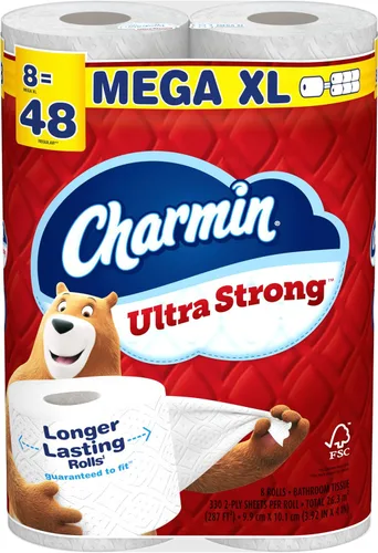 Vista 24 de Charmin Ultra Strong - Papel higiénico, Mega rollo, 18 rollos de 286 hojas por rollo