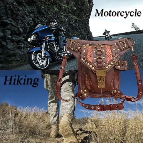 Vista 6 de Rebajas Cyber Monday Ofertas Venta Steampunk Riñonera Bolso para cintura Moda Gótico Hombro Bandolera Bandolera Muslo Pierna Capucha Bolsa de Viaje