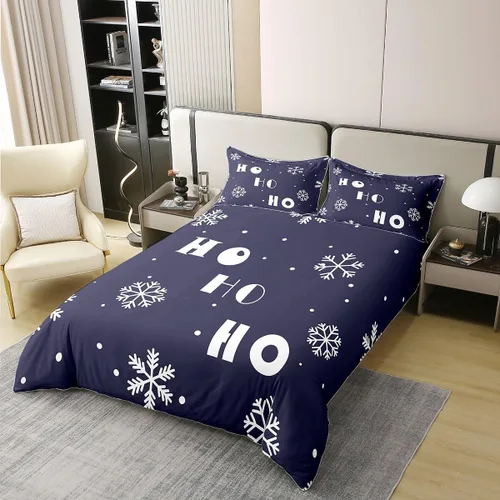 Vista 49 de Funda de edredón de árbol de Navidad 100% algodón natural, juego de ropa de cama de copos de nieve de Navidad para niños y niñas, funda de edredón