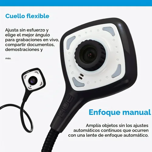 Vista 4 de HUE HD Pro - Cámara de documentos/visualizador USB para profesores/aula, color negro Cámara flexible Full HD de 1080p, micrófono integrado y luces