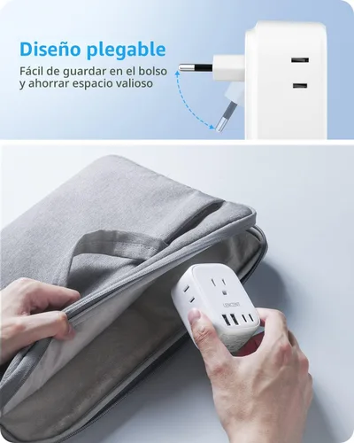 Vista 2 de LENCENT Adaptador europeo plegable del enchufe del viaje, de los E.E.U.U