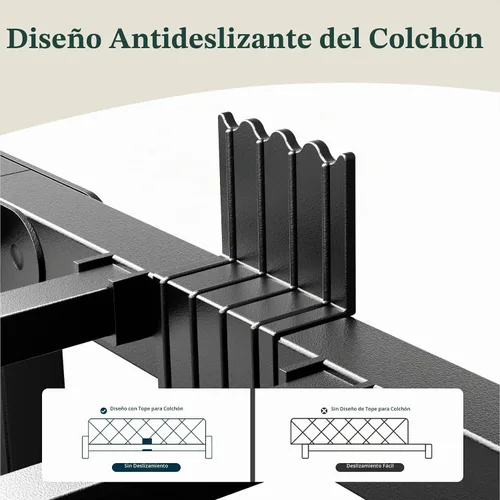 Vista 6 de Marco de cama individual, plataforma de metal resistente de 14 pulgadas