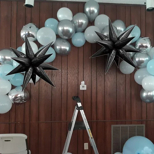 Vista 4 de Globos de estrella en forma de espiga, 2 unidades, grandes, color negro