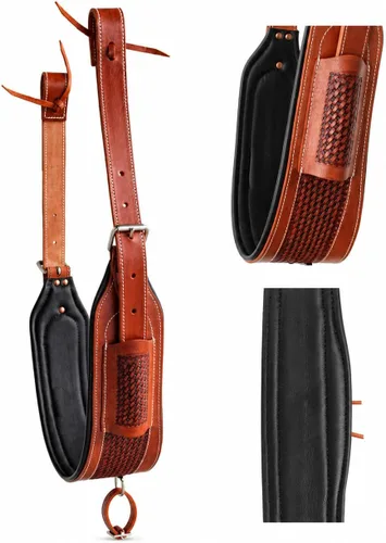 Vista 7 de Horse Western Tooled Padded Leather Rear Flank Saddle Cinch Billets 9782
