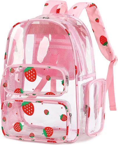 Vista 165 de CAMTOP Mochila transparente resistente y transparente para estudiantes, escuela, trabajo, festival, viajes, deportes, Beige, Mediana, Camtop Mochila
