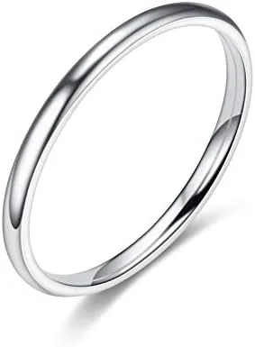 Vista 5 de COLORFUL BLING Juego de anillos apilables de acero inoxidable de titanio fino de 0.079in, con superficie pulida, simple para hombres y mujeres