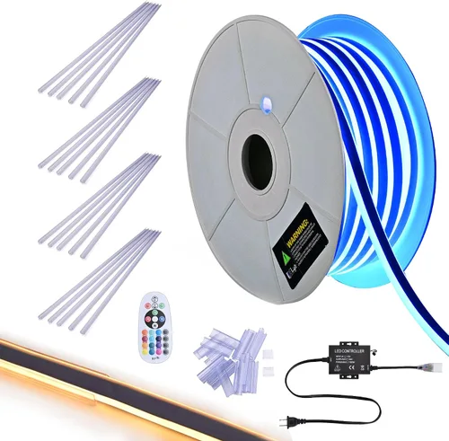Vista 12 de DELight AC 110-120V impermeable IP65 camión de comida RGB 10 pies extensión de luces de neón con control remoto y aplicación sincronización