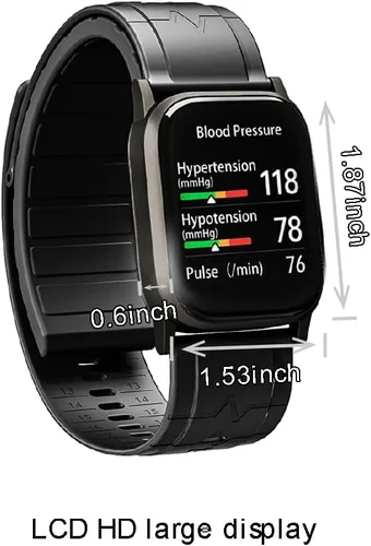 Vista 9 de Reloj inteligente AI Grey Metal BP, FDA 510 (k) autorizado, presión arterial con bolsa de aire, seguimiento mental, velocidad, oxígeno en sangre