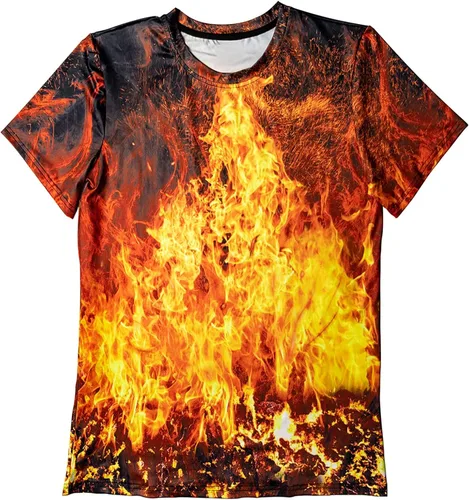 Vista 3 de Asylvain Camiseta unisex con gráfico 3D, diseño colorido, manga corta, cuello redondo, camiseta digital para jóvenes