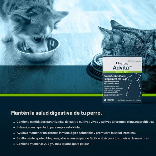 Vista 6 de VetOne Advita Suplemento Nutricional Probiótico para Perros - Paquetes de 30, 0.04 oz