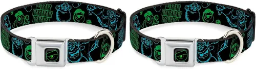 Vista 9 de Buckle-Down Monsters Inc. Sully & Mike Poses/GRRRRR! - Collar de perro con hebilla para cinturón de seguridad, negro, turquesa, verde, 1 pulgada