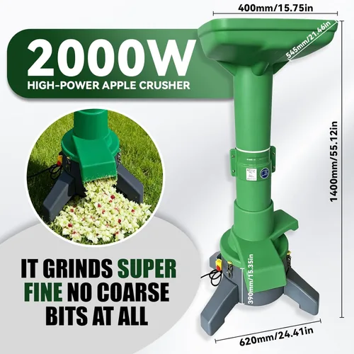 Vista 2 de SQUEEZE master Trituradora eléctrica de manzana, trituradora y rascador de frutas de acero inoxidable resistente, trituradora de frutas de gran