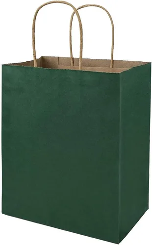 Vista 8 de bagmad Marrón y color cada 100 bolsas de papel medianas lisas de 8 x 4.75 x 10 pulgadas con asas a granel